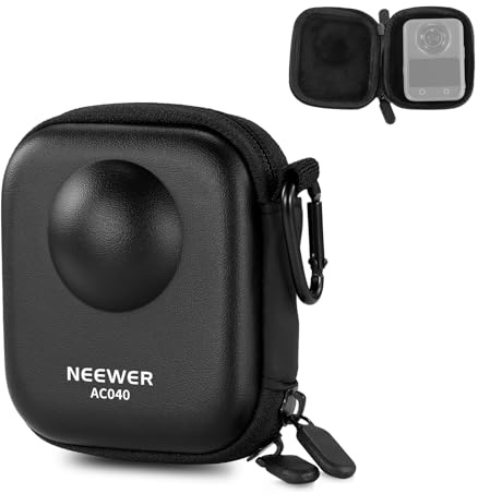 NEEWER Förvaringsfodral kompatibelt med DJI Osmo 360, skyddande bärbar stänksäker dammtät resa PU hårt skal bärväska actionkamera tillbehör med karbinhake, AC040