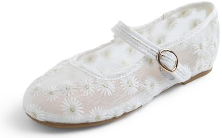 Feversole Lace Bailarinas Niña de Vestir Zapatos Cómodos para Ceremonias Ballet Flats