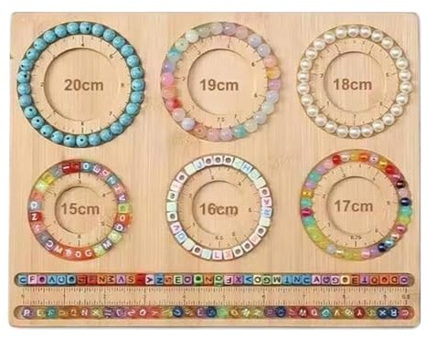 YUEHISY Bead Board for Jewelry Making & Bracelet Making, Solid Wood Beading Tray with Measurement Scale, Multifunctional Design Mat