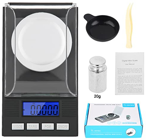 EIMSOAH Mini Bärbar SmyckesvåG, HöG Precision 0,001 G Digital Milligramvåg med blå Bakgrundsbelysning LCD-skärm, för örter Av Guldädelstenar (20 g)