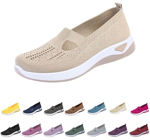Tennis Femme Confortable Chaussures Mode Et Sport pour Femmes Slip on Sneakers Légères Confort Basket sans Lacet Mesh Baskets Antidérapantes Décontractées Chaussures Femme Confort Chic