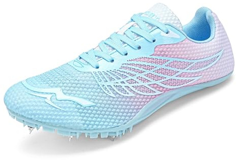 Dwihuize Zapatillas De Atletismo Mujer Hombres Zapatillas De Velocidad con Clavos para Jóvenes Transpirables para Carreras Y Saltos para Niños,Rosado,42 EU