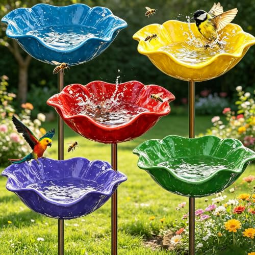 Bain D’Oiseaux,5 Pièces Abreuvoir Oiseaux,Bain pour Oiseaux,Mangeoire Oiseaux,Bassin pour Oiseaux,Deco Jardin Exterieur,pour Insectes et Papillons,Décoration Jardin Terrasse
