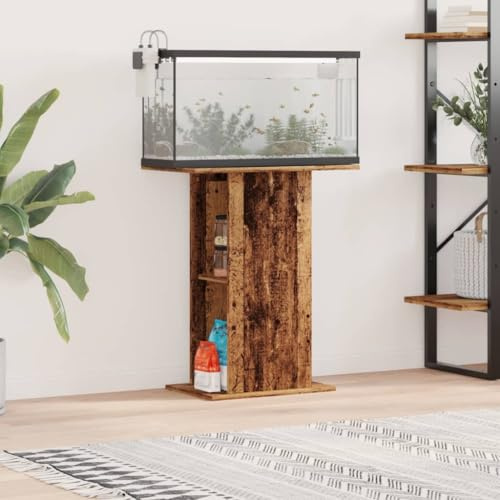 Mangloder Akvariumställ i gammalt träutseende, 36 x 60,5 x 72,5 cm, trämaterial, hylla med förvaringsutrymme för fiskbassäng, terrarium, prydnadsfisk och akvaristik i vardagsrummet, kontoret eller
