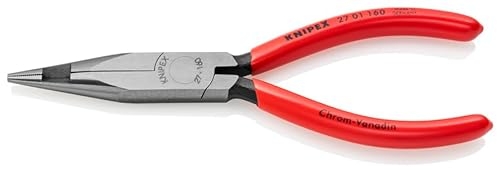 Knipex Flachrundzange mit Mittenschneider (Telefonzange) mit Kunststoff überzogen 160 mm 27 01 160