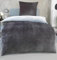 DreamHome Winter Wende Plüsch Bettwäsche 135x200 Nicky-Teddy Cashmere Touch Coral Fleece Bettdezug + Kissenbezug 80x80, Farbe:Silber-ANTHRAZIT