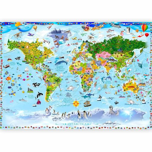 murando - Carta da parati Mappa del mondo per bambini 200x140 cm Fotomurali in TNT Murale alla moda Decorazione da Muro XXL Poster Gigante Design Carta per Pareti Mappa del mondo e-A-0102-a-a