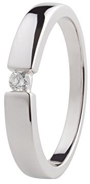 Ardeo Aurum Damenring aus 375 Gold Weißgold mit 0,07 ct Diamant Brillant Spannfasssung Verlobungsring Solitär