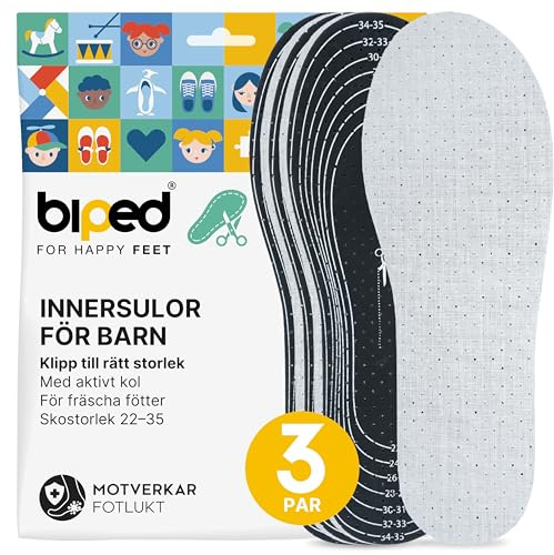 biped 3 paia di solette bambini in lattice con carbone attivo – ritagliabili – contro sudore e cattivi odori – ideali per tutte le scarpe da bambino z2726