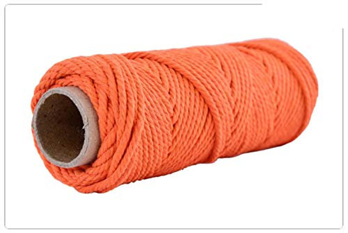 WEDSA 1 STÜCK 100% Baumwolle Kordel Buntes Kordelseil Beige Twisted Craft Macram DIY Heimtextilien Hochzeit Dekorative Lieferung 4mmx50m-Orange