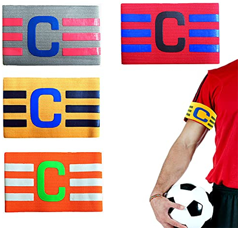 Kapitänsbinde Fußball, 4 Stk Armbänder Fußball Kapitäne, Fußball Spielführer Armbinde, Elastische Kapitänsbinde Fußball, Fußball Captain Armband, Einstellbare Fußball Armbinde, Armbinde Sport Kapitäne