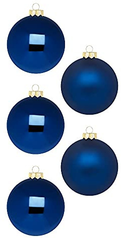 Inge Glas Weihnachtskugeln | Schöne Christbaumkugeln aus Glas | 20 Kugeln in Karton-Box | Christbaumschmuck Weihnachtsbaumschmuck Weihnachtsbaumkugeln (Midnight Blue | dunkelblau Glanz/matt)