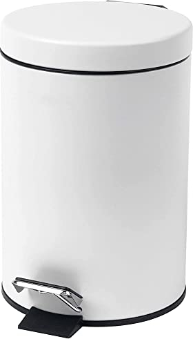 3 Litre Stainless Steel Pedal Bin for Kitchen Bathroom Toilet Rubbish Tray (White)