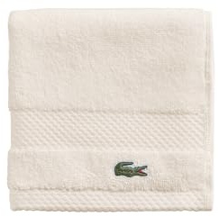 Lacoste Heritage Supima Cotton Wash Cloth, Chalk, 13 x 13