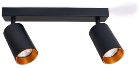 LumenTEC LED Deckenstrahler, LED Deckenlampe, Wandstrahler 2-flammig, Schwarz, für GU10 Strahler, drehbare schwenkbare Spots, ERIS (2 Flammig)