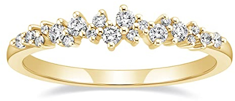 Titaniumcentral Ringe Damen Vorsteckring Schmal Schlicht Rosegold Gold Silber Zirkonia Verlobungsringe Eheringe Partnerringe (Gelbgold,67 (21.3))