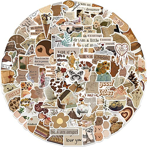 100 pezzi vecchio giornale adesivi vintage, estetici per bottiglia d'acqua, laptop, album di ritagli, diario, adesivi in vinile impermeabili per adulti adolescenti