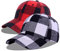 LANGZHEN Plaid Print justierbare Baseball Cap Weiche Baumwollmischung Checked Print Outdoor Hut Cap für Männer Frauen (Big Grid-Schwarz+Weiß&Big Grid-Schwarz+Rot)