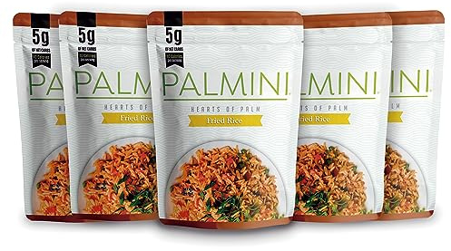 Palmini Fried Rice | Low-Carb, Low-Calorie Hearts of Palm Rice | Keto, Gluten Free, Vegan, Non-GMO | As seen on Shark Tank | (8 Ounce Pouch - Pack of 6)