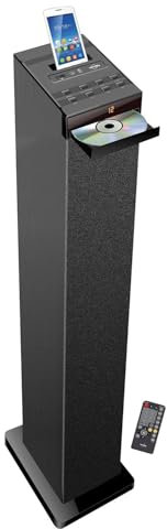 Tour de Son Noire avec Lecteur CD, Bluetooth, FM et USB, 60W + télécommande HP32-CD