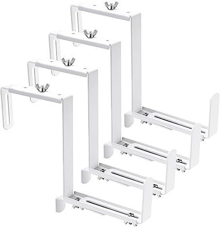 VIVIKEN Verstellbare Pflanzkastenhalterung, Blumenkasten-Halterung für Deckgeländer, Fensterkasten, Hängehalterungen für Terrasse, Garten, Zaun, Pergola, Balkon, Unterstützung schwerer Pflanzgefäße, 4