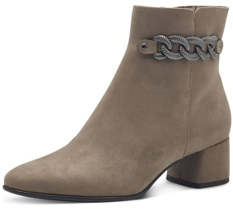 MARCO TOZZI Damen Stiefeletten mit Absatz Elegant mit Reißverschluss, Braun (Stone), 41 EU