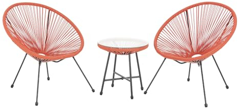SVITA Bali Balkon-Möbel 3-TLG. Polyrattan Lounge-Set Balkon-Set Terracotta Orange