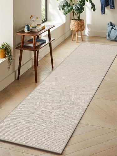 LEKEEPGO Flur Teppich Läufer 65x240cm, Waschbarer Teppich Flur, Läufer Flur, Küchenteppich Waschbar rutschfest, Küchenläufer rutschfest, Saugfähig Teppichläufer für Küche, Flur, Waschküche, Beige