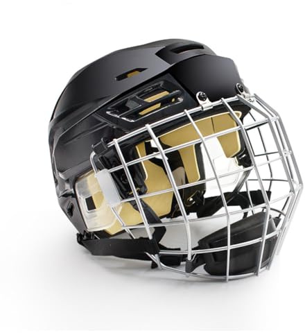 Ice Hockey Helmet Breathable Hockey Helmet with Cage for Youth Adult (Black, Large)