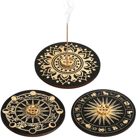 DELAESI Räucherstäbchen Halter 3 Stück Incense Holder 9 Loch Räucherstäbchenhalter Schwarz Räucherstäbchen Halterung für Deko Wohnzimmer und Yoga Zubehör