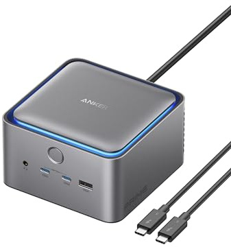 Anker Prime TB5 Docking Station, 14 Ports Thunderbolt 5 Docking Station mit 140W Max. Laden, 120 Gbit/s max. Transfer, LED-Beleuchtung, Kühlsystem, bis zu 8K-Display für Thunderbolt 5/4 Laptops