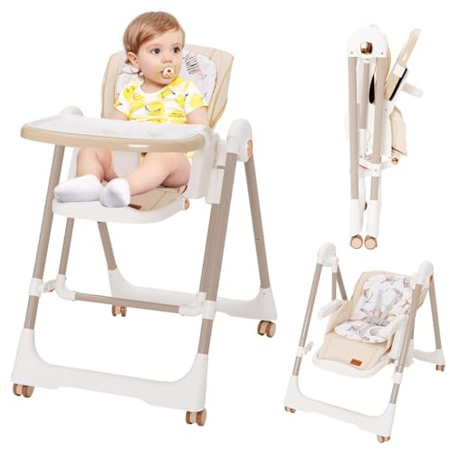 5 en 1 tronas de bebe, tronas portatil plegable bebé con bandeja extraíble,silla de alimentación para niño