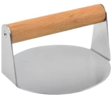 Burger Press 5, 5 pouces en acier inoxydable Smash Burger Press avec poignée en bois Smasher Smash Hamburger Smasher Tool pour cuire le BBQ de viande de viande