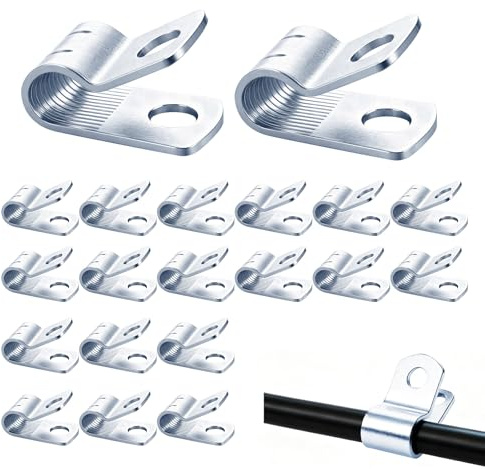 Relaxweex 20 Pack Guide Clamps for Engine Throttle Metal Throttle Cable Clamp with Serrations for Equipment and Compressor Speed Control Serrated Secure Grip Universal Cable Organization