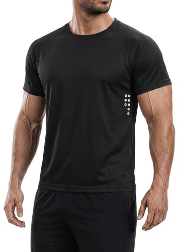 Cimic 1 Pack Mens Quick Dry T Shirt Gym Top Moisture Wicking Running Tops | moisture wicking t-shirts,cooling t shirts,athletic gym cycling tops,crewneck tshirts with reflective strips design