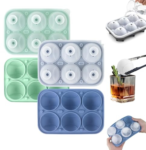 Stampo Per Cubetti Di Ghiaccio A Forma Di Palla Da Baseball, Stampo in Silicone A 6 Cavità Per Ghiaccio 3D Di Grandi Dimensioni, Ideale Per Brandy, Whiskey E Cocktail (2 pezzi blu + verde)