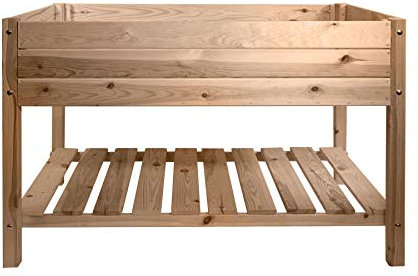 mgc24 Hochbeet Massiv XXL - Kiefernholz Braun quadratisch für Garten/Terrasse/Balkon - 119 x 79 x 78 cm