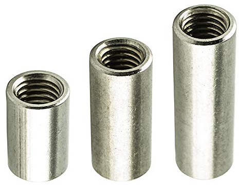 AGBERG Lot de 5 manchons filetés M8 x 50 mm (D = 10) Manchon rond – Acier inoxydable VA A2 V2A – Tube fileté en acier inoxydable |