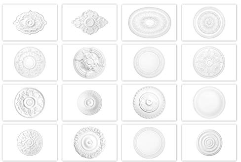 HEXIM Perfect Stuckrosette aus PU hartschaum - Deckenrosette weiß, Zierelement, Stuck (B2016, 914x660mm) Dekorbau Wand Deckenstuck Wandstuck Oval