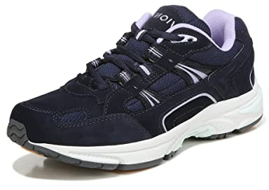 Vionic Women's Walker Classic Comfortable Leisure Shoes- Supportive Walking Sneakers That Include Three-Zone Comfort with Orthotic Insole Arch Support, Navy Purple Suede, 5 UK