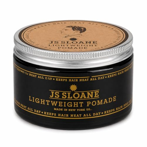 JS Sloane Lightweight Pomade – Light Hold, Natural Shine, Water-Based Hair Styling Pomade – Fresh Clean Scent, Easy Washout – Ideal for Classic, Retro & Everyday Styles (3.4 oz)