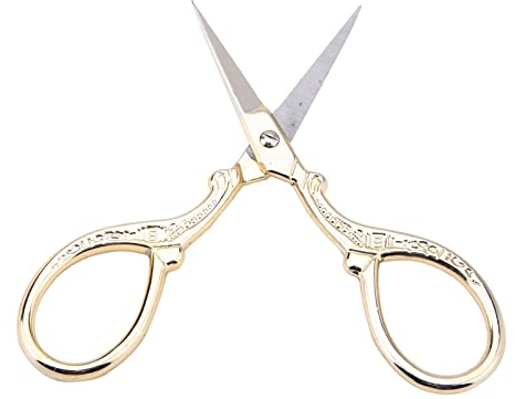 Stickschere,DIY Kreuzstich Antike Nähschere Kommode Stickwerkzeug Kleine Schere für Bastelnadelarbeiten Kunst Alltagsgebrauch Stich Edelstahlschere Schneiderstil Zubehör Kleine Blume(Gold)
