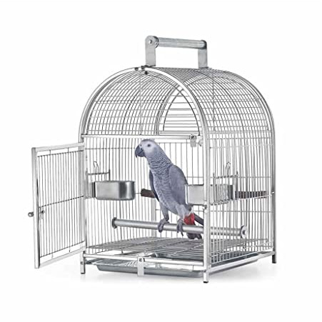 Parrot Parakeet Cage Wrought Iron Bird Carrier Parrot Bird Cage Stainless Steel Breathable Travel Cage Suitable for Extra Small Finch Zoo Love Bird for Parakeets, Lovebirds, African Grey, Conure,