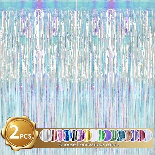 BEISHIDA 2 Stück Tür-Luftschlangen, Vorhang, schillernde Luftschlangen, Babyparty, Party, Dekoration, Wandhintergrund, Foto-Requisiten (1 x 2 m)