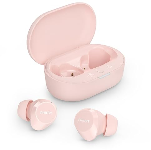 PHILIPS TAT1209PK Auriculares True Wireless con Bluetooth - Auriculares pequeños, Gran Valor, un Sonido Natural con Graves dinámicos, Llamadas nítidas y Estuche de Carga tamaño Bolsillo - Rosa