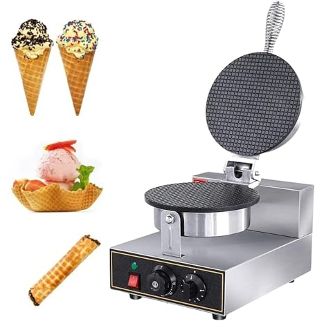 DXDRT Gofrera Cono De Helado Comercial, Máquina para Hacer Gofres con Rollo De Huevo Antiadherente De 1200W, Waffle Maker para Restaurante,Hogar,Fiesta, Control De Tiempo Y Temperatura