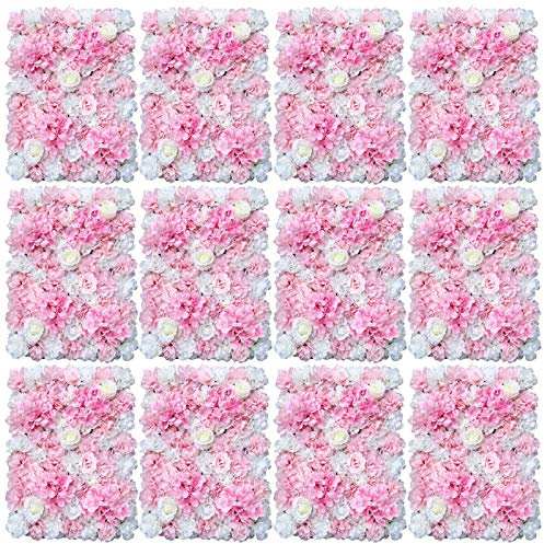 SOLOCJNL Columna de flores artificiales, 12 piezas, panel de flores artificiales, pared de flores, pared de rosas para bodas, accesorios de fotografía, 40 x 60 cm