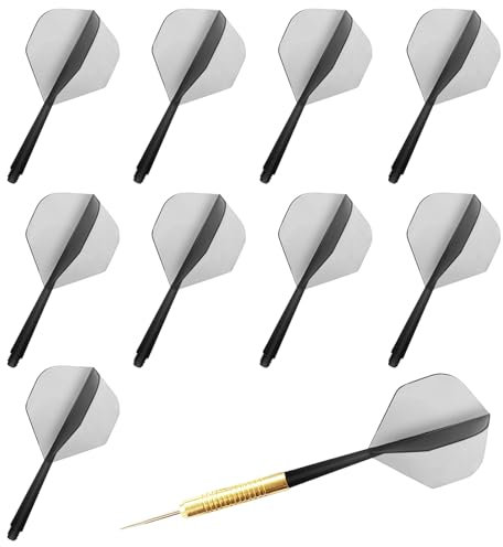Alovez 9 Stück Dart Flights mit Schäfte Stabil, Dart Flights mit Schaft, Dart Schäfte und Flights, Fusion Flights, Dart Flyer mit Schaft Integrierte für Darts Dartpfeil Spiel Schwarz (2BA)