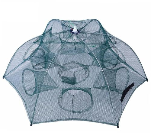 Portable Umbrella Fishing Net Cage 6 Holes Automatic Shrimp Cage Nylon Foldable For Outdoor Fishing Equipment Fish Trap lobster Pond handle casting prable Minnows Cage Hand minnow Fishes saltw