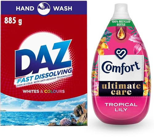 Katsy Style Washing Powder Hand Wash Whites & Colours 885g & Ultimate Care Fabric Conditioner Tropical Lily 850ml | Deep Clean & Long-Lasting Freshness